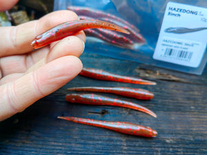 Megabass HAZEDONG 3″ #04 Ebimiso Red Flake — 10 szt.