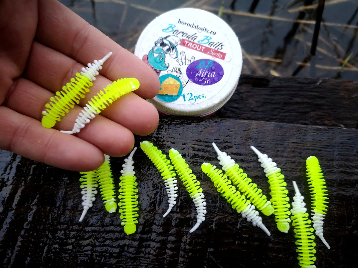 Ayra Junior 45 mm Boroda Baits - jak zbroić i prowadzić gumę 0,6 g — kolor Ayra JR - 12 szt.  45 mm - 0,6 gr./ ser / #203