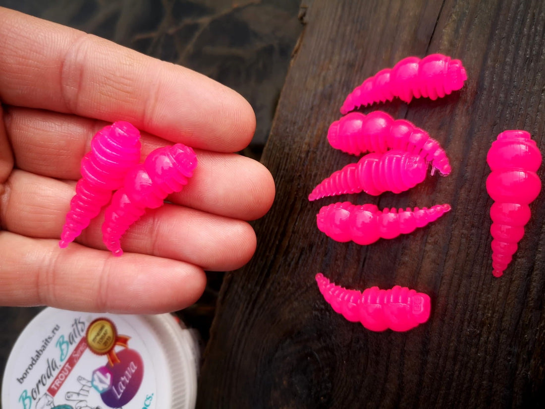 Larwa XL Boroda Baits - jak uzbroić i prowadzić przynętę 40 mm — kolor Larwa XL  #105/ 8 szt. / 40 мм, - 1,8 gr. / zapach ser /