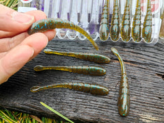 10 szt. Pintail FINESSE SLAMMER - 8 cm # Green Pumpkin Blue Flake