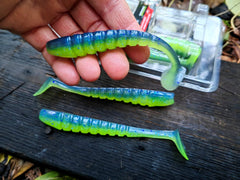 6 szt. Kopyto X ZONE Mega Swammer 10,5 cm #Electric Blue / Chartreuse