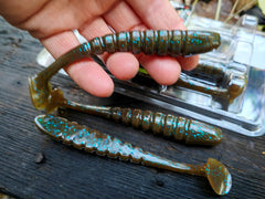 6 szt. Kopyto X ZONE Mega Swammer 9 cm # Green Pumpkin Blue Flake