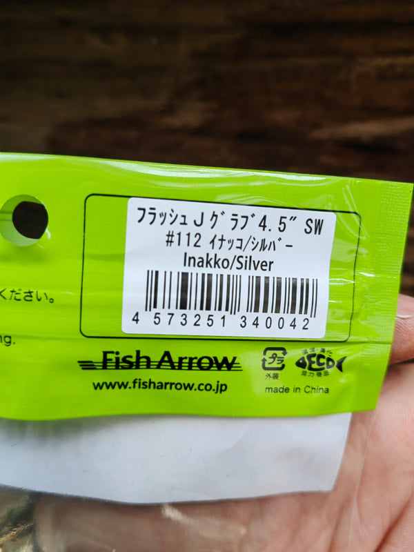 Fish Arrow Flash-J Grub 4,5″ SW 112 Inakko/Silver — etykieta i opakowanie