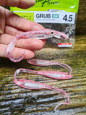 Fish Arrow Flash-J Grub 4.5″ SW — 117 Glow Pink/Silver, 5 szt.