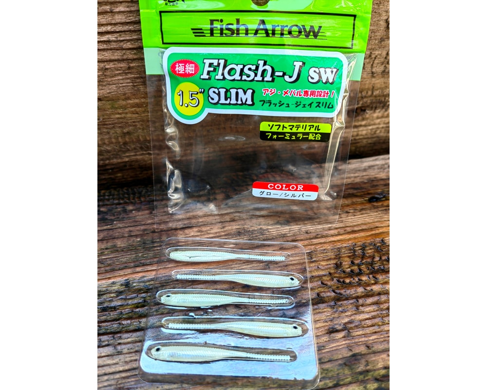 Fish Arrow Flash-J Slim 1.5″ SW #109 GLOW/SILVER — opakowanie i oznaczenie koloru, zdjęcie Rybomania.pl