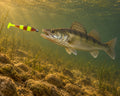 Kopyto Magic Baits 11 cm killer na Sandacze #02 — sandacz atakujący przynętę pod wodą, wizualizacja