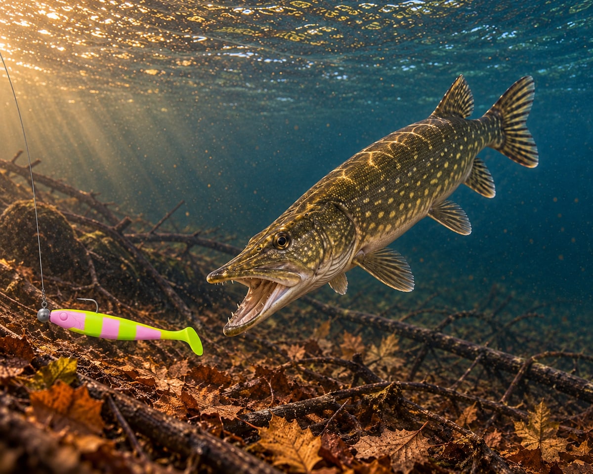Kopyto Magic Baits 16 cm killer na Sandacze #09 — szczupak atakujący przynętę pod wodą, wizualizacja