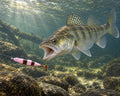 Kopyto Magic Baits 90 mm killer na Sandacze #14 — sandacz atakujący przynętę pod wodą, wizualizacja