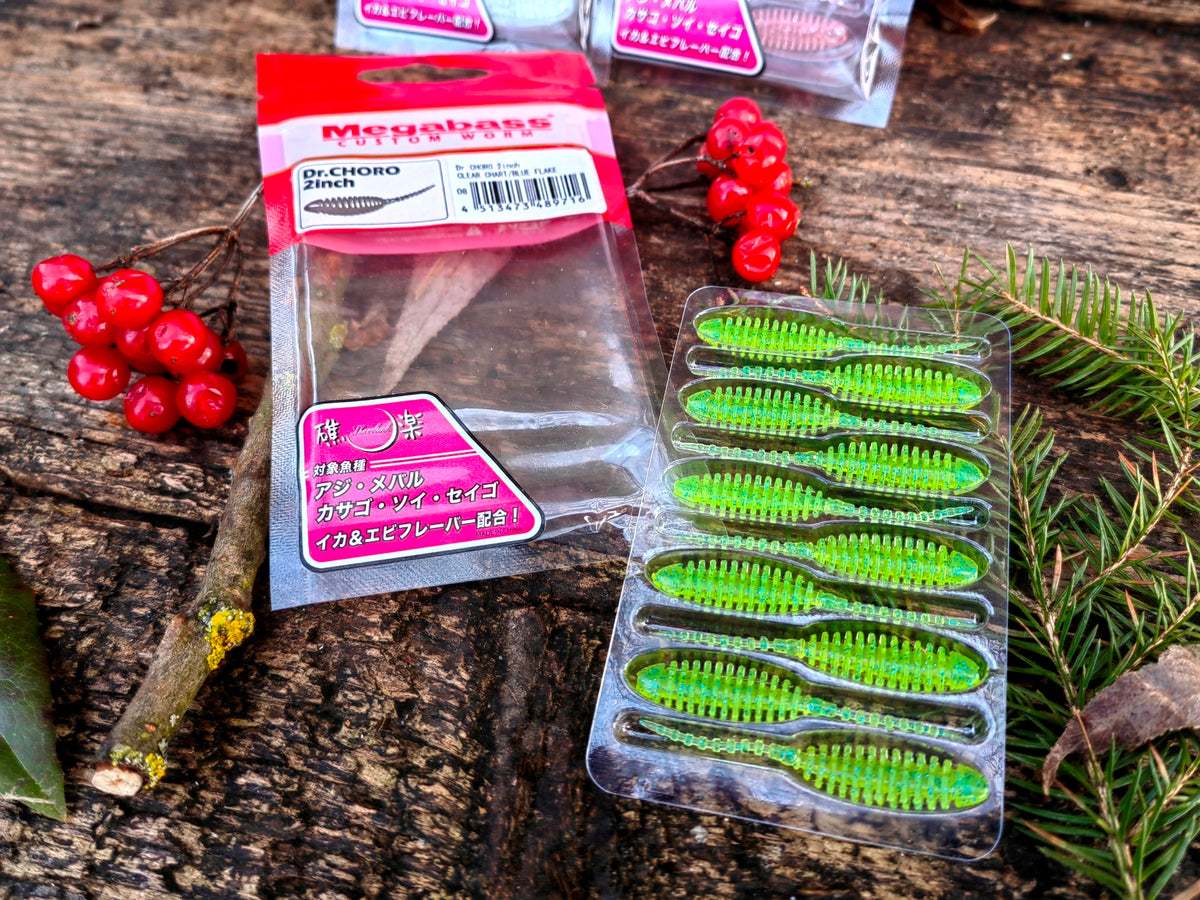 Megabass Dr. CHORO 2″ 2″ / około 5 cm — CLEAR CHART / BLUE FLAKE — zdjęcie 3