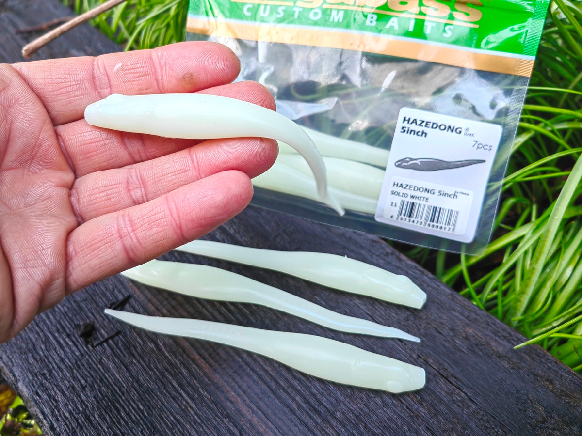 Megabass HAZEDONG 4″ #11 Solid White — 7 szt. — poglądowy kolor na HAZEDONG 5 cali, oferta 4 cale — zdjęcie 4
