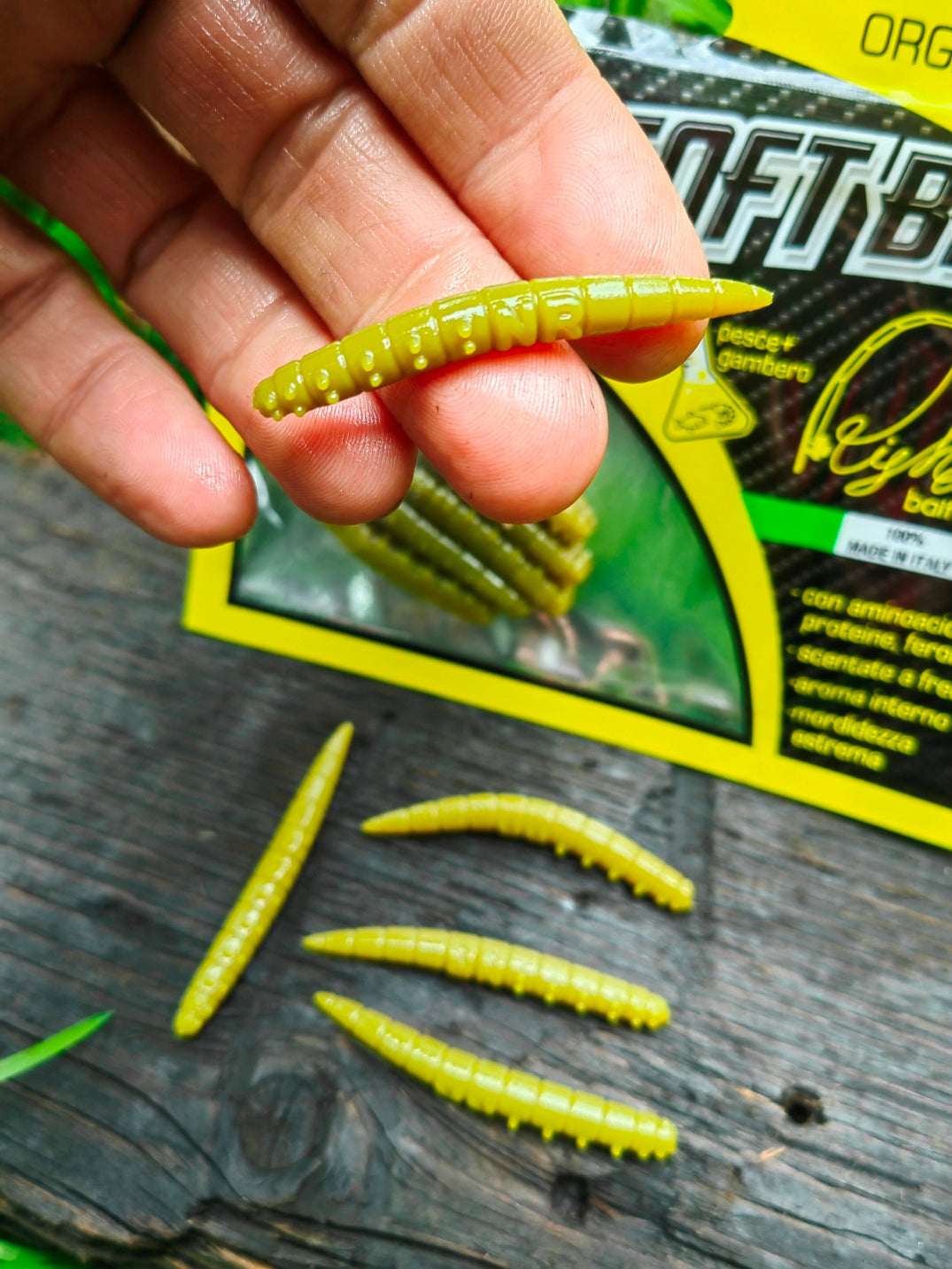 Larwa Kaiman 50 mm Righetti Bait System, kolor VERDE OLIVA — #KMVO, zdjęcie 1