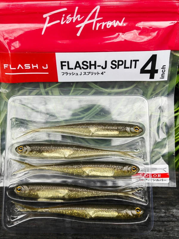 Fish Arrow Flash-J Split 4″ — 01 Green Pumpkin/Silver — zdjęcie Rybomania
