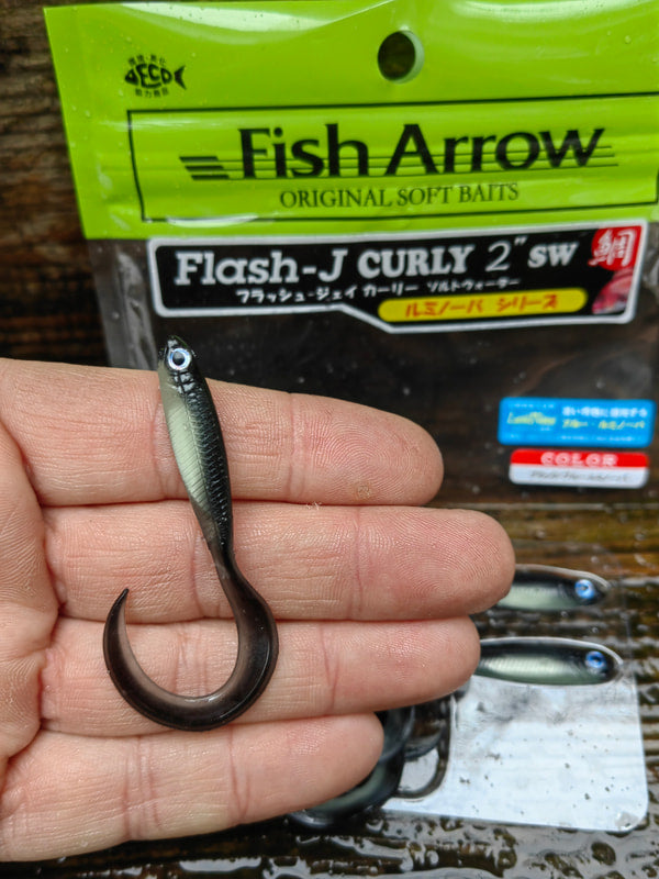 Flash-J Curly 2" SW Black/Blue Luminowa #L152 op. — zdjęcie Rybomania