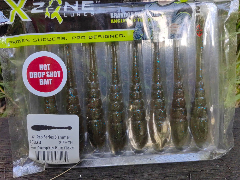 X Zone Pro Series Slammer 4″ — Green Pumpkin Blue Flake — zdjęcie Rybomania