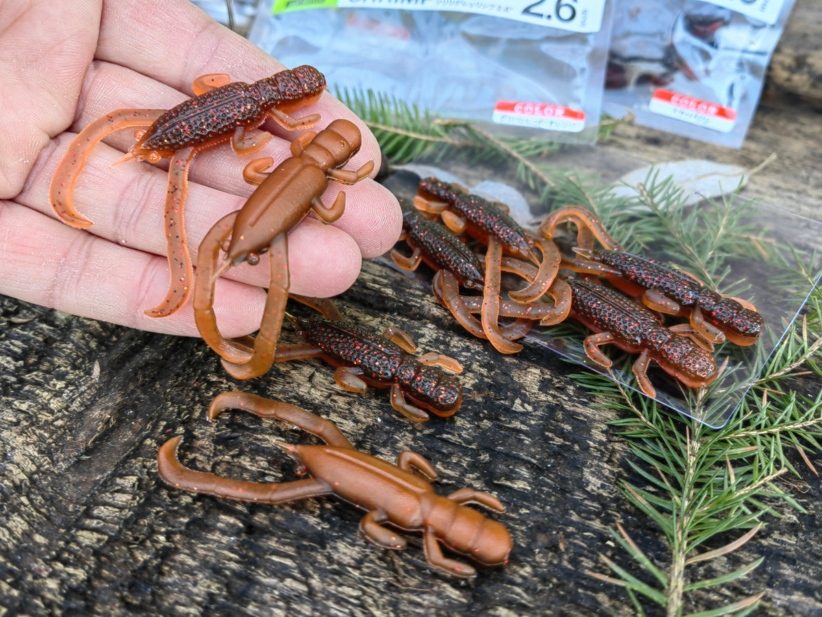 Free Rig Shrimp 2.6 Green Pumpkin Red/Orange (two-tone) #06 — zdjęcie Rybomania