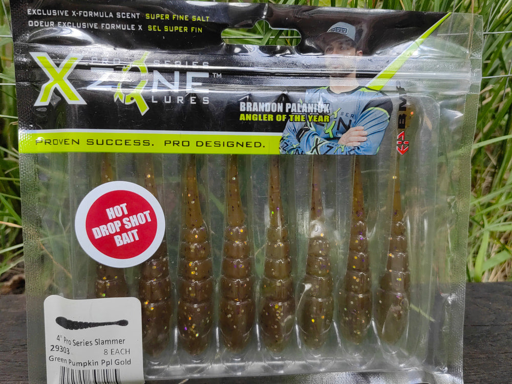 X Zone Pro Series Slammer 4″ — Green Pumpkin Purple Gold Flake — zdjęcie Rybomania