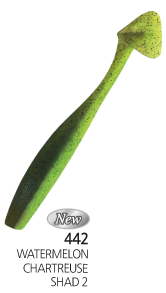 JUMBLE SHAD 4"  442 WATERMELON CHARTREUSE SHAD 2